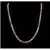 Image 1 : 36.50ctw Multi Color Sapphire and Diamond Necklace - 14KT White Gold