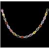 Image 2 : 36.50ctw Multi Color Sapphire and Diamond Necklace - 14KT White Gold