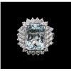 Image 1 : 14KT White Gold 6.08ct Aquamarine and Diamond Ring