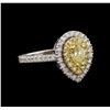 Image 2 : 1.08ctw Yellow Diamond Ring - 14KT White Gold