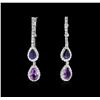 Image 1 : 14KT White Gold 2.42ctw Amethyst, Sapphire and Diamond Earrings