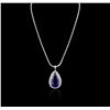 Image 1 : 14KT White Gold GIA Certified 31.37ct Tanzanite and Diamond Pendant With Chain