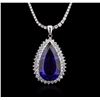 Image 2 : 14KT White Gold GIA Certified 31.37ct Tanzanite and Diamond Pendant With Chain