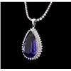 Image 3 : 14KT White Gold GIA Certified 31.37ct Tanzanite and Diamond Pendant With Chain