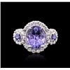 Image 1 : 14KT White Gold 3.07ct Tanzanite, Sapphire and Diamond Ring