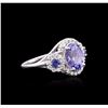Image 2 : 14KT White Gold 3.07ct Tanzanite, Sapphire and Diamond Ring