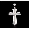 Image 1 : 14KT White Gold 0.55ctw Diamond Cross Pendant