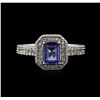 Image 1 : 14KT White Gold 0.86ct Tanzanite and Diamond Ring