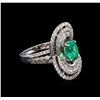 Image 2 : 1.09ct Emerald and Diamond Ring - 18KT White Gold