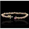 Image 3 : 14KT Yellow Gold 6.24ctw Pink Sapphire and Diamond Bracelet