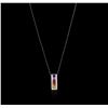 Image 2 : 14KT White Gold 2.06ctw Multicolor Sapphire and Diamond Pendant With Chain