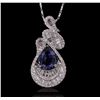 Image 1 : 18KT White Gold 4.63ct Tanzanite and Diamond Pendant With Chain