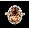 Image 1 : 14KT White Gold 5.34ct Orange Tourmaline and Diamond Ring