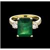 Image 1 : 3.92ct Emerald and Diamond Ring - 14KT Yellow Gold