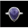 Image 1 : 6.32ct Tanzanite and Diamond Ring - 14KT White Gold