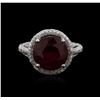 Image 1 : 18KT White Gold 6.45ct Ruby and Diamond Ring