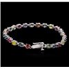 Image 2 : 8.50ctw Multi Color Sapphire Bracelet - 14KT White Gold