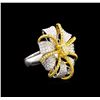 Image 2 : 3.20ctw Fancy Yellow Diamond Ring - 18KT Two-Tone Gold