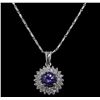 Image 2 : 14KT White Gold 1.22ct Tanzanite and Diamond Pendant With Chain