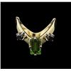 Image 1 : 1.50ct Green Amethyst and Black Diamond Ring - 14KT Yellow Gold