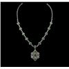 Image 1 : 14KT White Gold 6.04ctw Emerald and Diamond Necklace