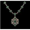 Image 2 : 14KT White Gold 6.04ctw Emerald and Diamond Necklace