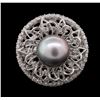 Image 1 : 14KT White Gold Pearl and Diamond Ring