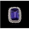 Image 1 : 14KT White Gold GIA Certified 26.74ct Tanzanite and Diamond Ring