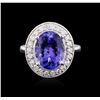 Image 1 : 14KT White Gold 5.61ctw Tanzanite and Diamond Ring