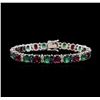 Image 1 : 14KT White Gold 13.20ctw Emerald, Ruby, Sapphire and Diamond Bracelet