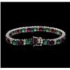 Image 2 : 14KT White Gold 13.20ctw Emerald, Ruby, Sapphire and Diamond Bracelet