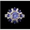 Image 1 : 14KT White Gold 1.43ct Tanzanite, Sapphire and Diamond Ring