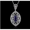 Image 1 : 14KT White Gold 4.20ct Tanzanite and Diamond Pendant With Chain