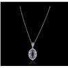Image 2 : 14KT White Gold 4.20ct Tanzanite and Diamond Pendant With Chain