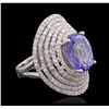 Image 2 : 14KT White Gold 5.82ct Tanzanite and Diamond Ring
