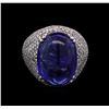 Image 1 : 19.70ct Tanzanite and Diamond Ring - 14KT White Gold
