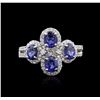 Image 1 : 14KT White Gold 1.90ctw Sapphire and Diamond Ring
