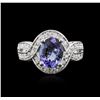 Image 1 : 14KT White Gold 2.13ct Tanzanite and Diamond Ring