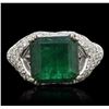 Image 1 : 14KT White Gold 4.40ct Emerald and Diamond Ring