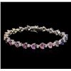 Image 1 : 11.72ctw Multicolor Sapphire and Diamond Bracelet - 18KT White Gold