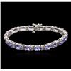 Image 1 : 14KT White Gold 14.06ctw Tanzanite and Diamond Bracelet