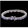Image 2 : 14KT White Gold 14.06ctw Tanzanite and Diamond Bracelet