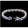 Image 3 : 14KT White Gold 14.06ctw Tanzanite and Diamond Bracelet