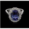 Image 1 : 4.12ct Tanzanite and Diamond Ring - 14KT White Gold