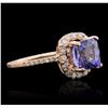 Image 2 : 14KT Rose Gold 2.16ct Tanzanite and Diamond Ring