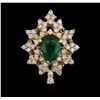 Image 1 : 14KT Yellow Gold 1.82ct Emerald and Diamond Ring