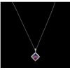 Image 1 : 2.45ctw Multi Color Sapphire and Diamond Pendant With Chain - 14KT White Gold