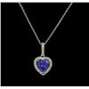 Image 1 : 1.62ct Tanzanite and Diamond Pendant With Chain - 14KT White Gold
