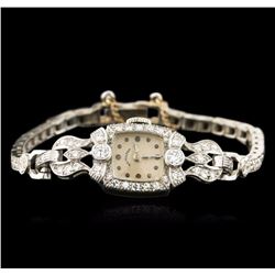 Hamilton 14KT White Gold 1.00ctw Diamond Ladies Vintage Watch