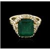 Image 1 : 14KT Yellow Gold 4.61ct Emerald and Diamond Ring